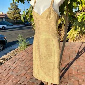 Gold bandage bodycon party dress